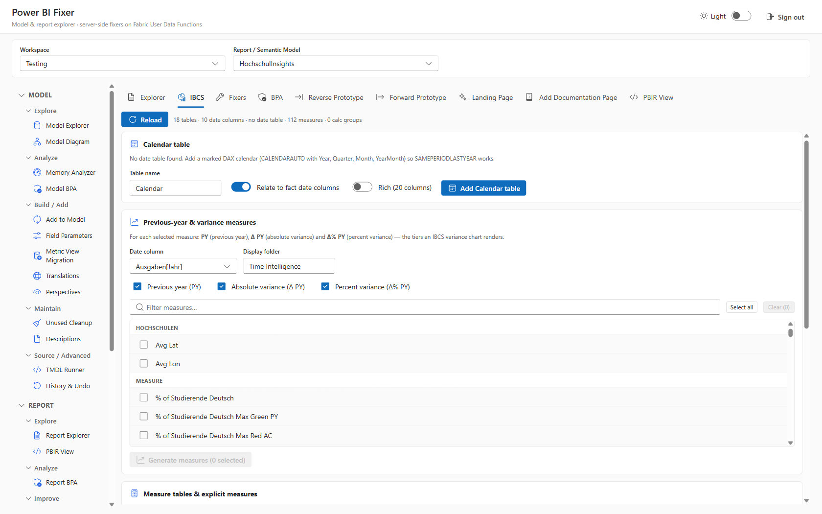 IBCS Variance Builder with base-measure picker