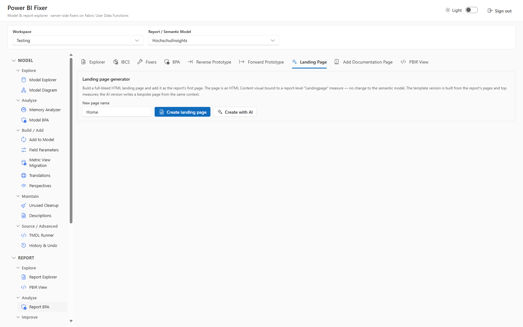 AI Landing Page generator