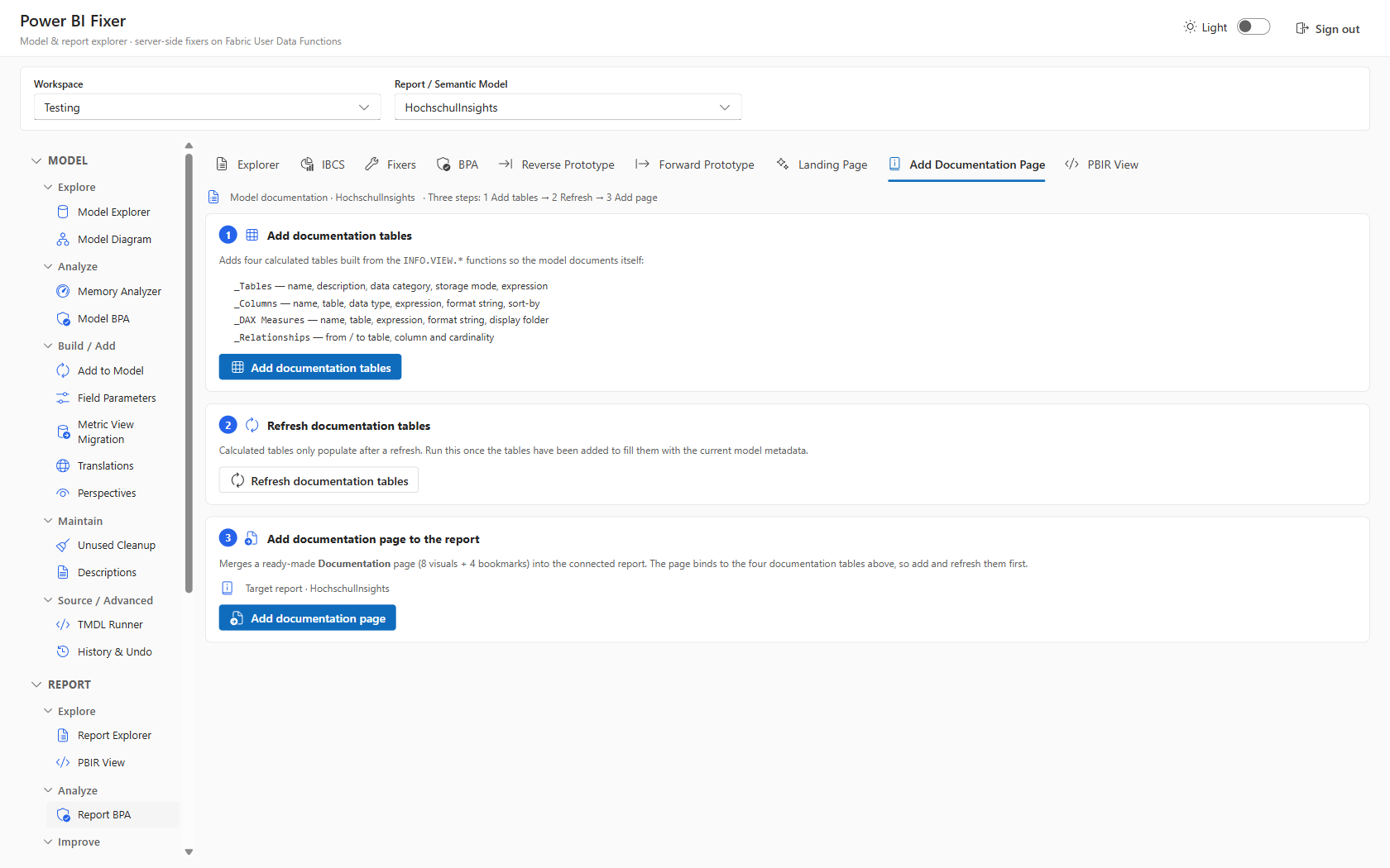 Model Documentation generator