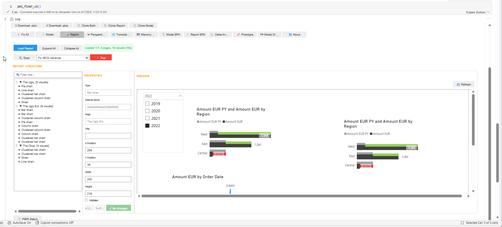 IBCS Variance implementation showing proper variance bars with green/red coloring